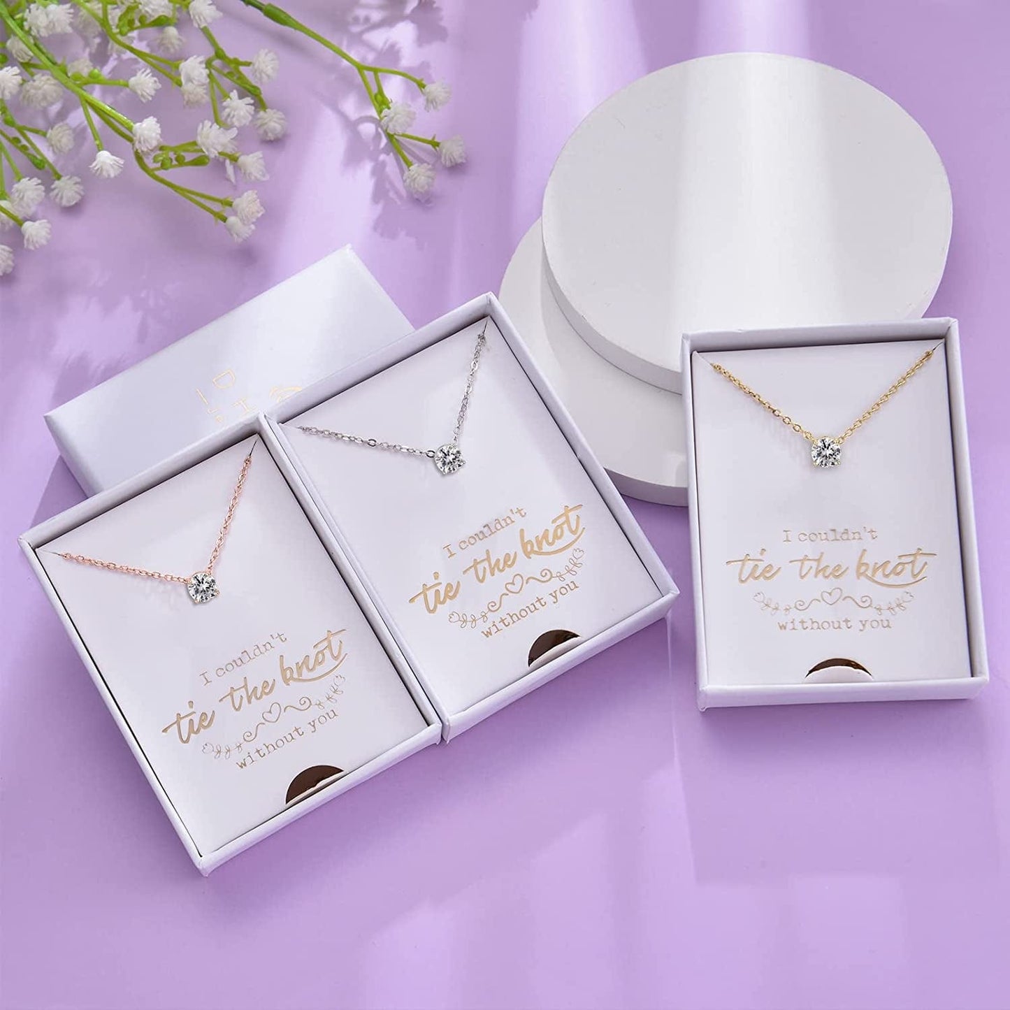 Bridesmaid Proposal Gifts CZ Tearsdrop Earrings Necklace Set Crystals Pendant Necklaces Jewelry Sets for Bridal Bridesmaids Prom Wedding