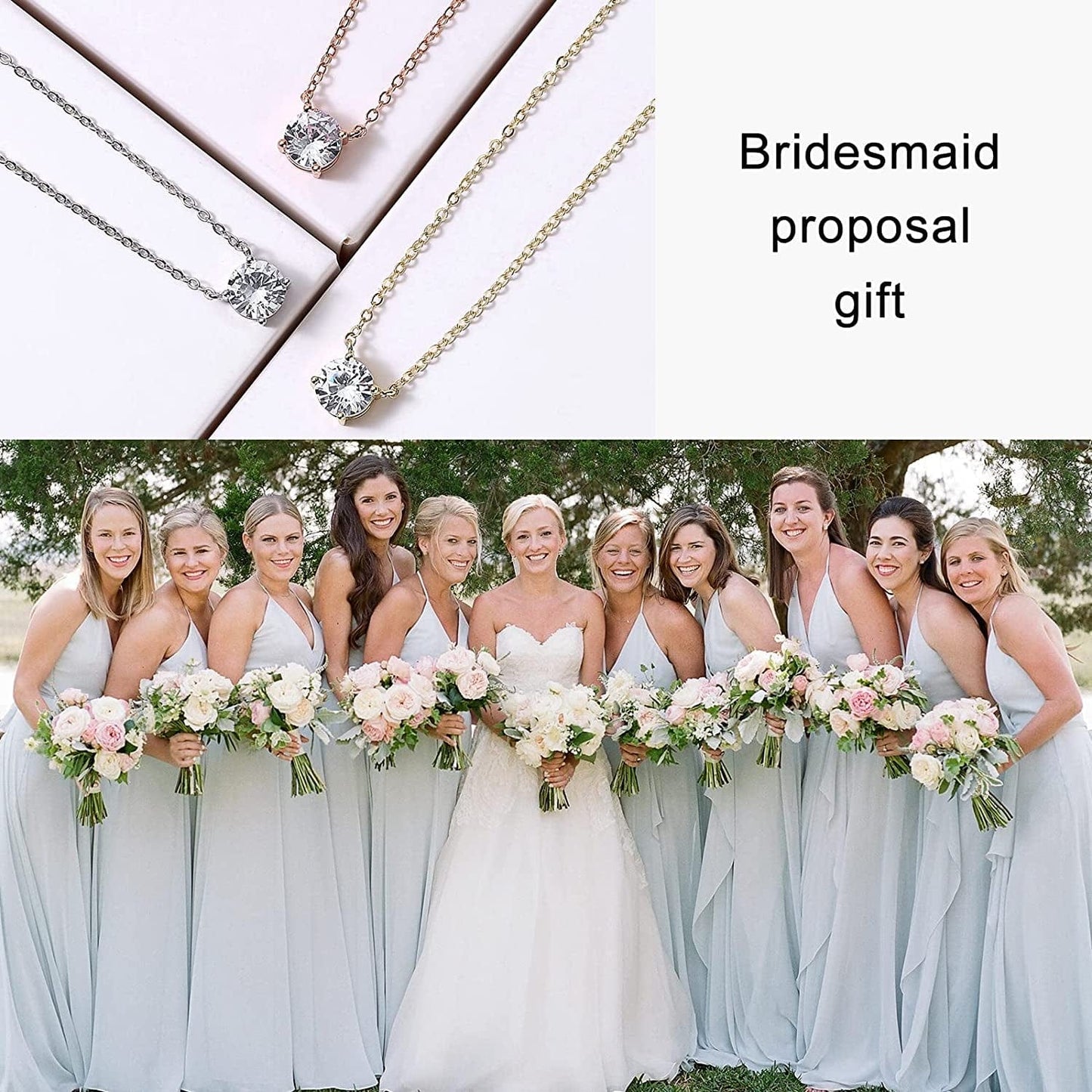 Bridesmaid Proposal Gifts CZ Tearsdrop Earrings Necklace Set Crystals Pendant Necklaces Jewelry Sets for Bridal Bridesmaids Prom Wedding