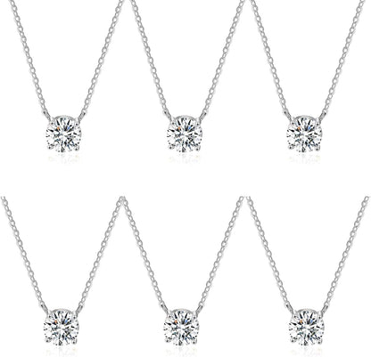 Bridesmaid Proposal Gifts CZ Tearsdrop Earrings Necklace Set Crystals Pendant Necklaces Jewelry Sets for Bridal Bridesmaids Prom Wedding G-Silver Necklace set of 6