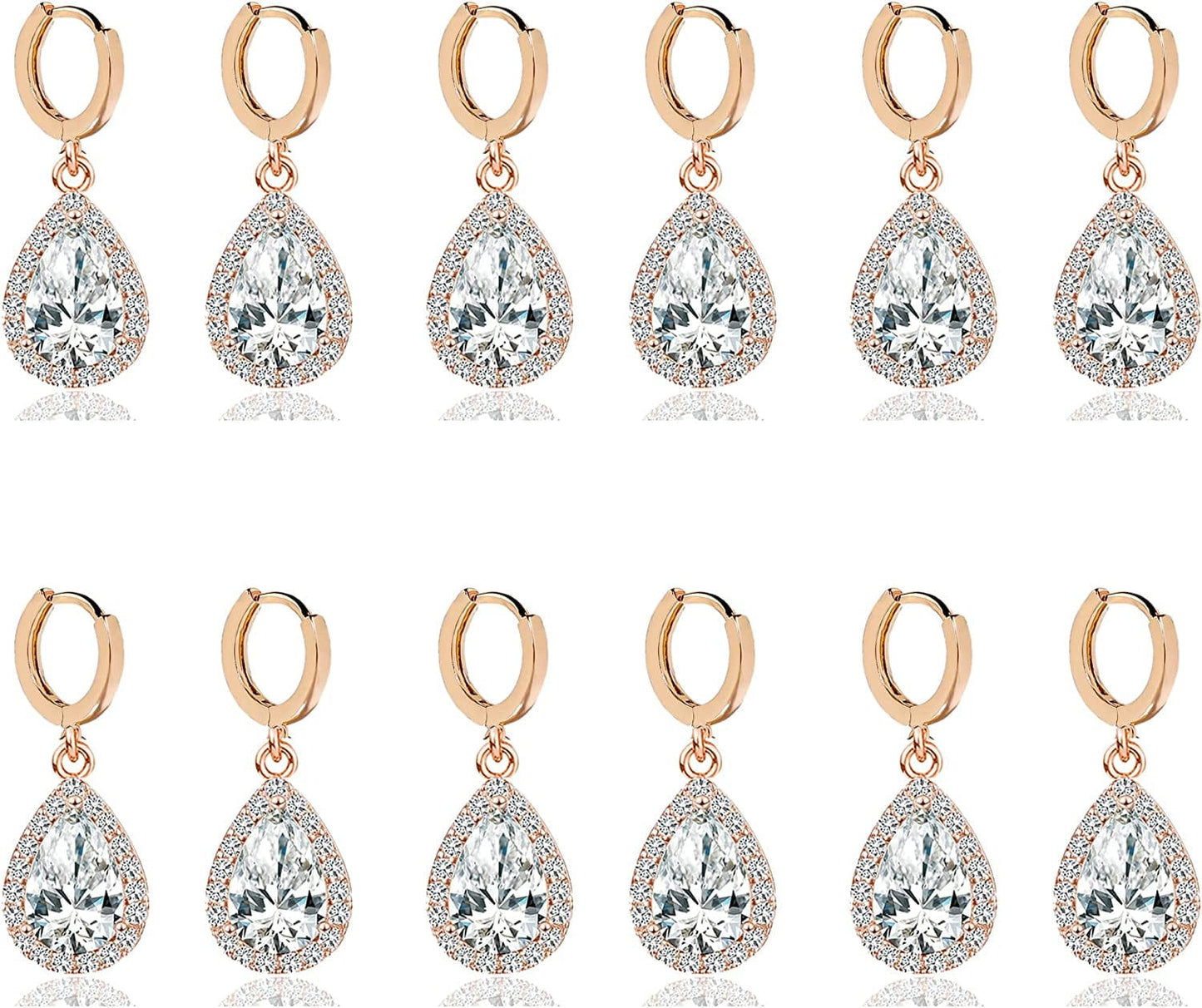 Bridesmaids Gift I Couldn'T Say I Do without You Teardrop Wedding Earrings Cubic Zirconia Dangle Drop Earring Bridesmaid Proposal Gifts Sets Ear button rose