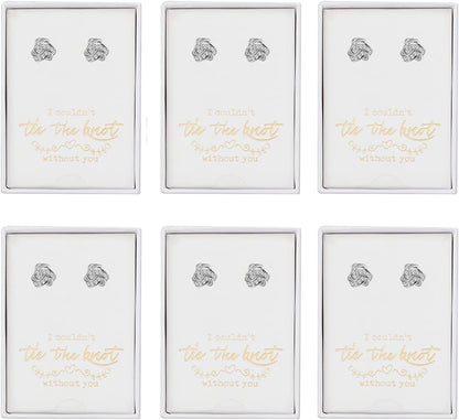Bridesmaids Gift Set I Couldn'T Tie the Knot without You Wedding Jewelry Stud Earrings Bridesmaids Gifts Love Knot Earrings Rose Gold Proposal Gift Earring Set of 4/6 New-silvery