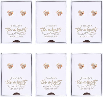 Bridesmaids Gift Set I Couldn'T Tie the Knot without You Wedding Jewelry Stud Earrings Bridesmaids Gifts Love Knot Earrings Rose Gold Proposal Gift Earring Set of 4/6 New-Set