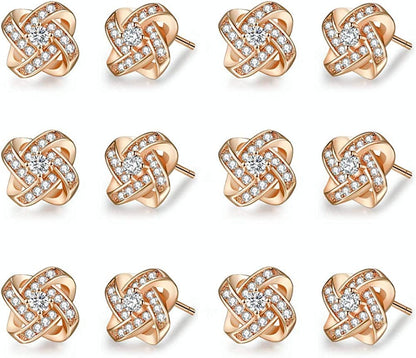 Bridesmaids Gift Set of 6 or 4 Stud Earrings Rose Gold Knot Bridesmaid Earring for Women I Couldn’T Tie a Knot without You Wedding Proposal Hypoallergenic Jewelry C-Bridesmaids earrings