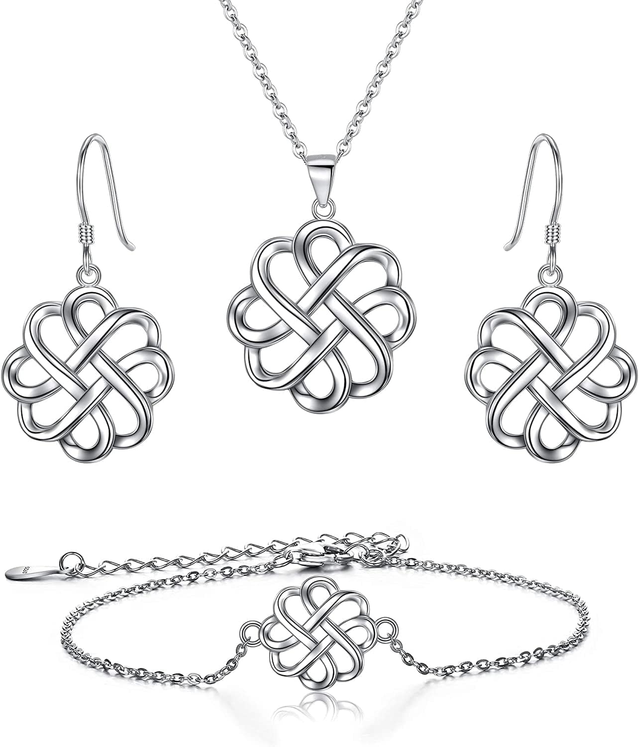 Brilove 925 Sterling Silver Endless Love Vintage Irish Celtic Knot Jewelery for Womens Mother Day Gifts for Mom Irish Celtic Knot Set