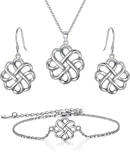 Brilove 925 Sterling Silver Endless Love Vintage Irish Celtic Knot Jewelery for Womens Mother Day Gifts for Mom Irish Celtic Knot Set