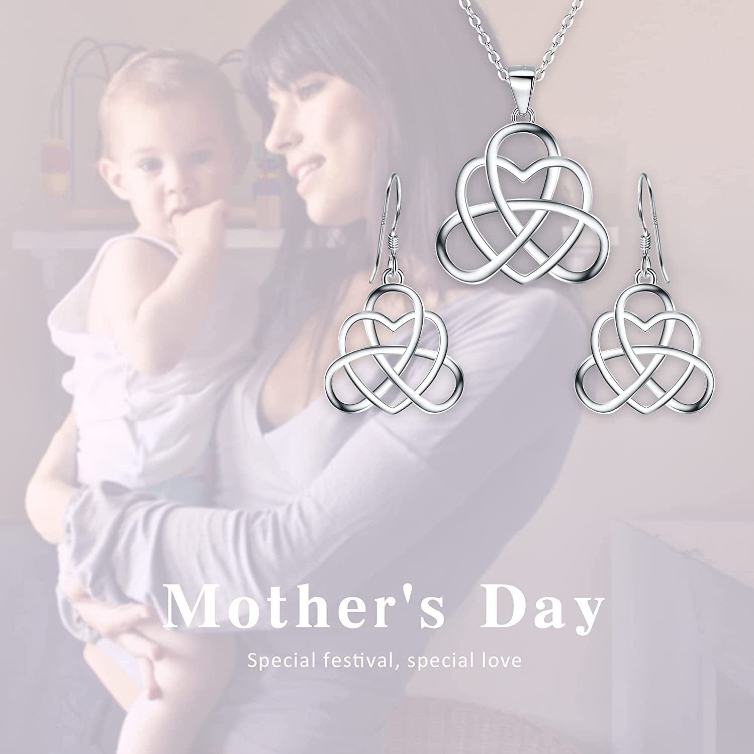 Brilove 925 Sterling Silver Endless Love Vintage Irish Celtic Knot Jewelery for Womens Mother Day Gifts for Mom