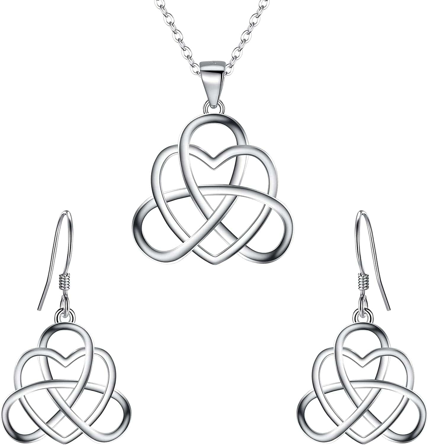 Brilove 925 Sterling Silver Endless Love Vintage Irish Celtic Knot Jewelery for Womens Mother Day Gifts for Mom Triquetra Knot set