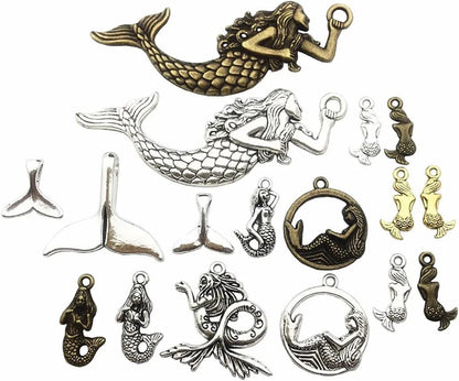 Bronze Marine Collection-100G Craft Supplies Ocean Fish Sea Creatures Charms Pendants for Crafting, Jewelry Findings Making Accessory for DIY Necklace Bracelet (M069) Assorted,Silver