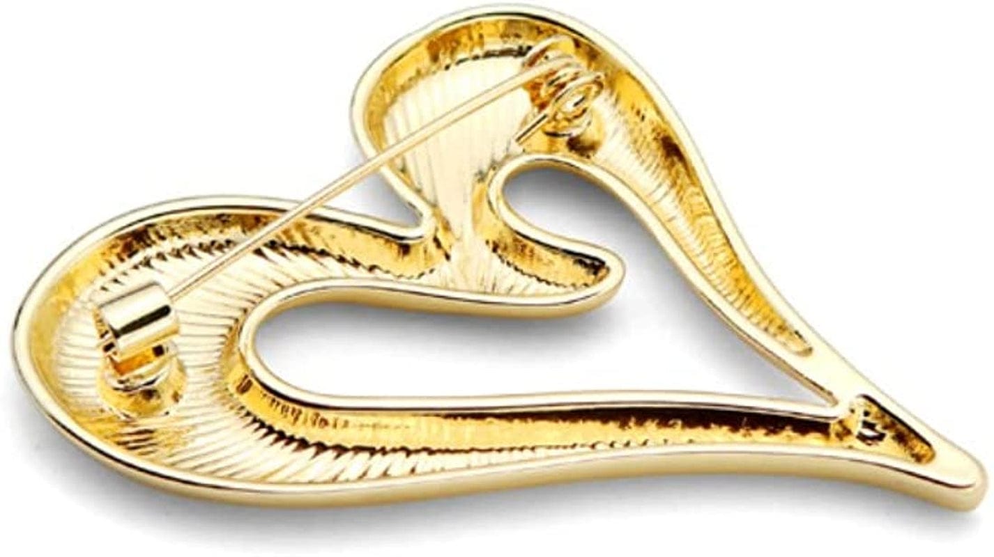Brooch Pins Heart Gold Cute Lapel Hijab Brooches for Women Fashion Jewelry (Gold)