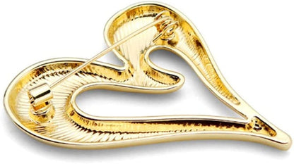 Brooch Pins Heart Gold Cute Lapel Hijab Brooches for Women Fashion Jewelry (Gold)