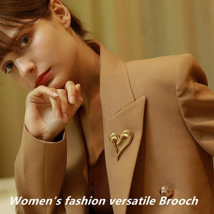 Brooch Pins Heart Gold Cute Lapel Hijab Brooches for Women Fashion Jewelry (Gold)