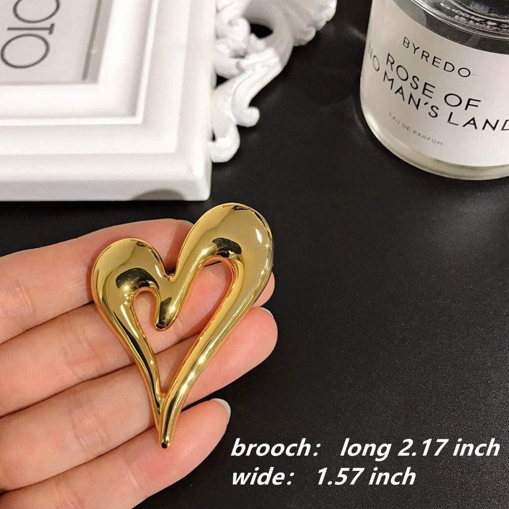 Brooch Pins Heart Gold Cute Lapel Hijab Brooches for Women Fashion Jewelry (Gold)