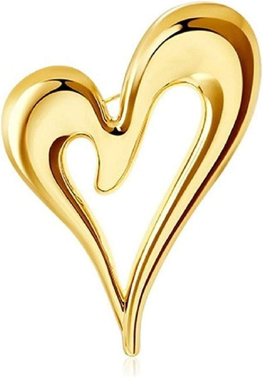 Brooch Pins Heart Gold Cute Lapel Hijab Brooches for Women Fashion Jewelry (Gold)