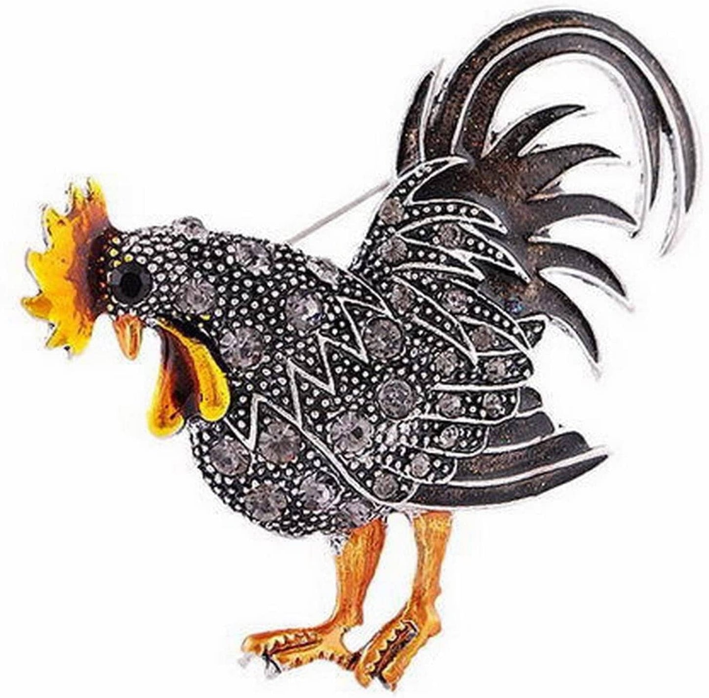 Brooches and Pins for Women Fashion Vintage Rooster Brooch Rooster Pin Lapel Brooch Rhinestone Animal Multicolor Realistic Unisex Clothes Backpack - Girl Christmas Brooch Bouquet (Yellow, One Size) Gray / One Size