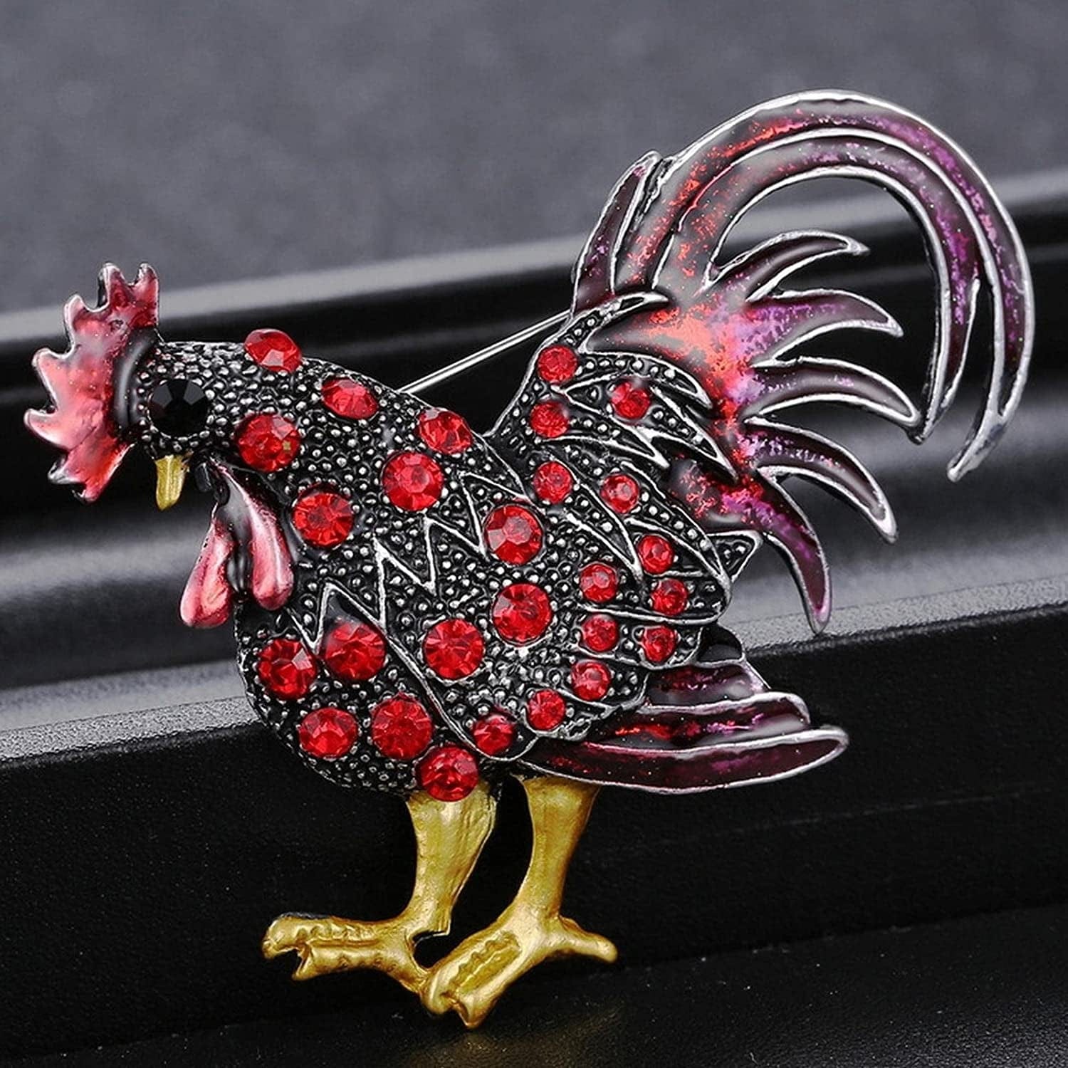 Brooches and Pins for Women Fashion Vintage Rooster Brooch Rooster Pin Lapel Brooch Rhinestone Animal Multicolor Realistic Unisex Clothes Backpack - Girl Christmas Brooch Bouquet (Yellow, One Size)