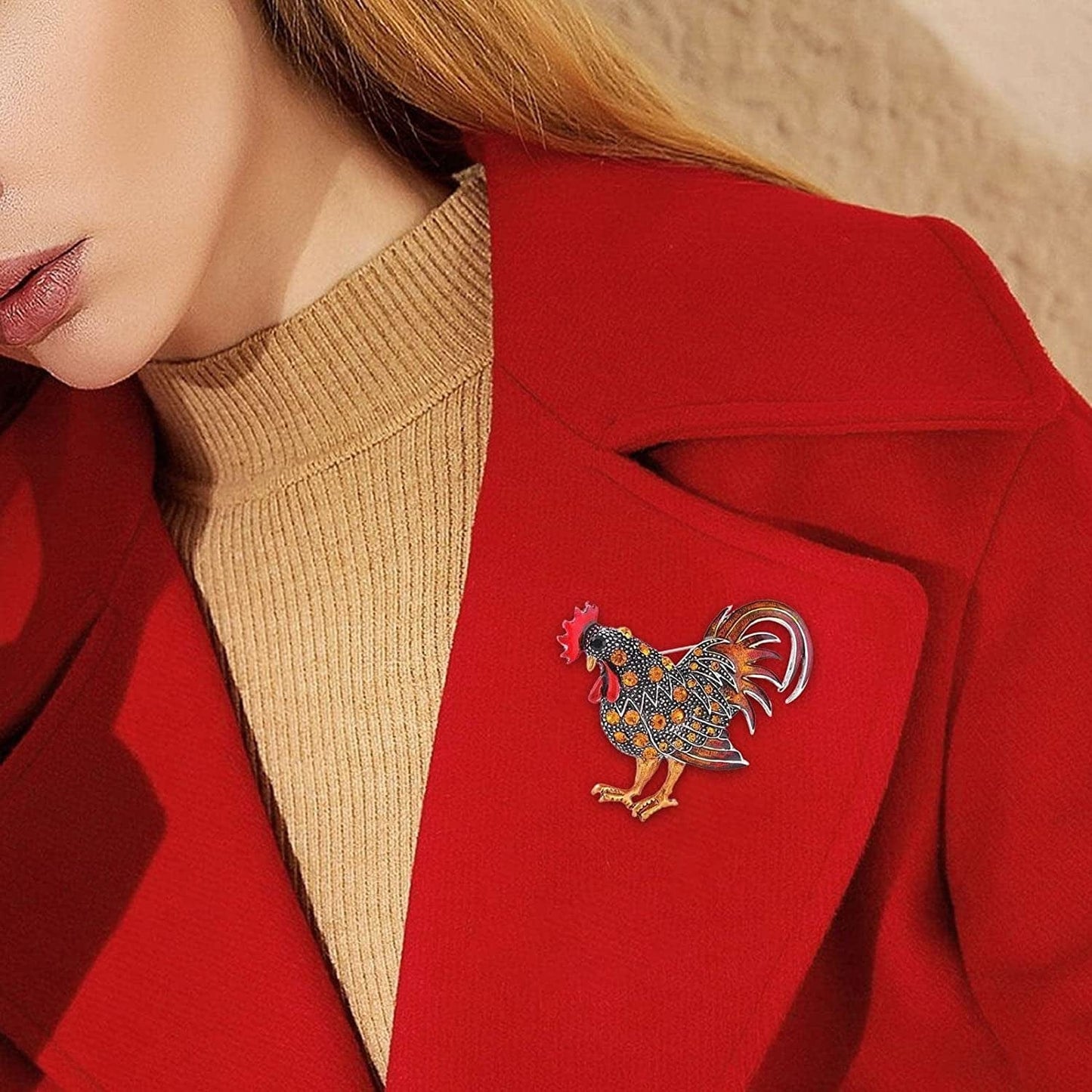 Brooches and Pins for Women Fashion Vintage Rooster Brooch Rooster Pin Lapel Brooch Rhinestone Animal Multicolor Realistic Unisex Clothes Backpack - Girl Christmas Brooch Bouquet (Yellow, One Size)