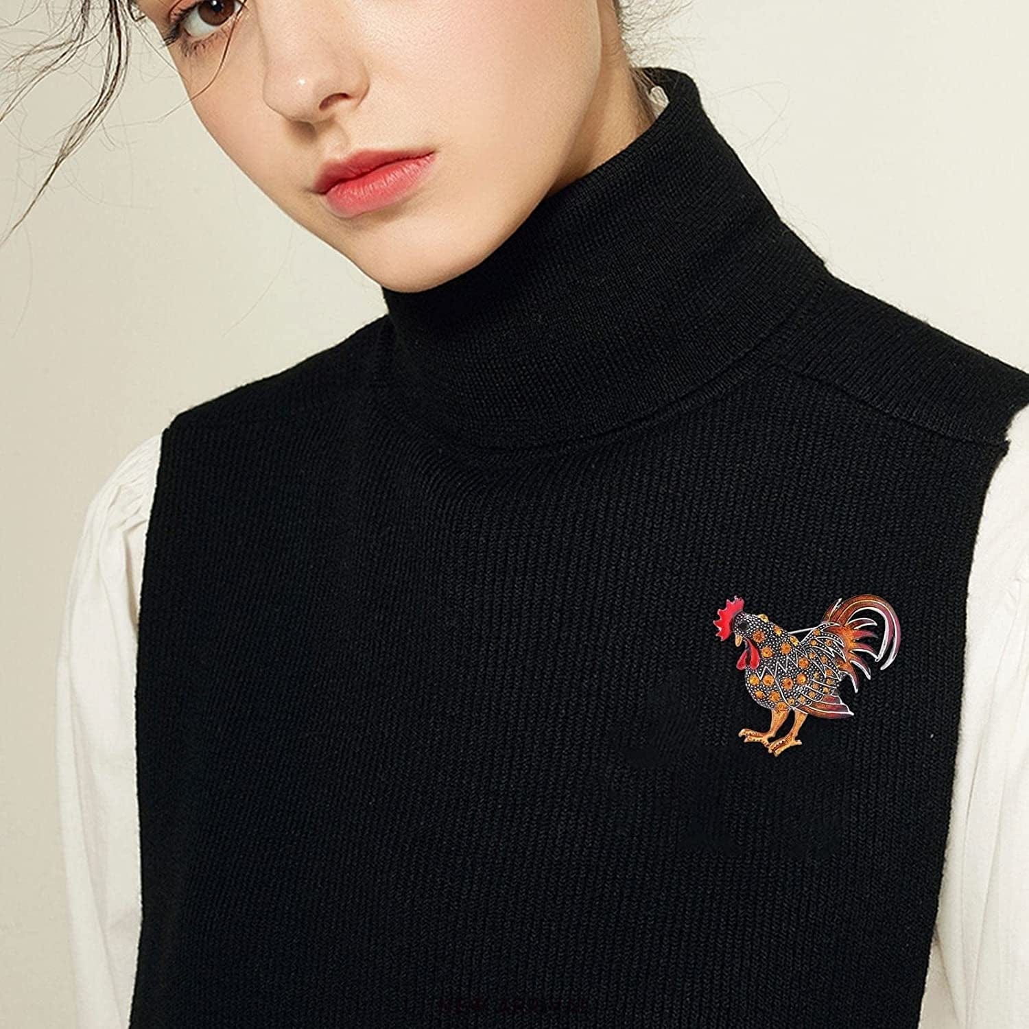 Brooches and Pins for Women Fashion Vintage Rooster Brooch Rooster Pin Lapel Brooch Rhinestone Animal Multicolor Realistic Unisex Clothes Backpack - Girl Christmas Brooch Bouquet (Yellow, One Size)