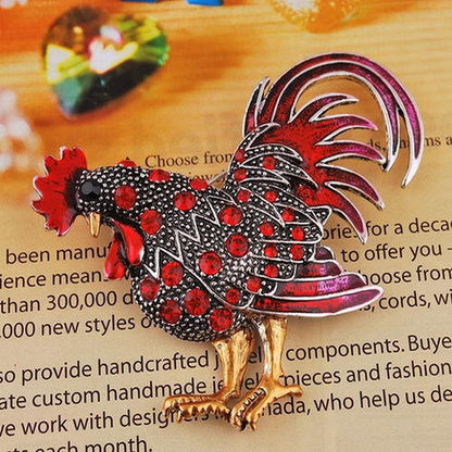 Brooches and Pins for Women Fashion Vintage Rooster Brooch Rooster Pin Lapel Brooch Rhinestone Animal Multicolor Realistic Unisex Clothes Backpack - Girl Christmas Brooch Bouquet (Yellow, One Size)