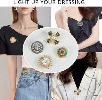 Brooches for Women 4 Pcs Vintage Brooch Pins for Sweater Shawl Dress Scarf and Hat