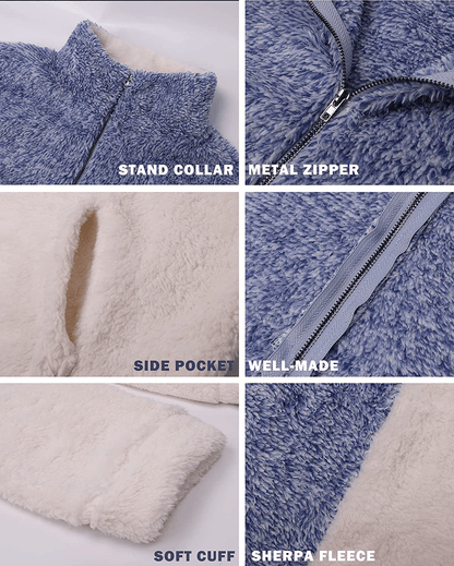 BTFBM Women Sherpa Pullover Quarter Zip Long Sleeve Fluffy Soft Fleece Jackets Sweaters Sweatshirts Hoodies Outwear Coat Apparel & Accessories > Clothing > Activewear Kylie Max   