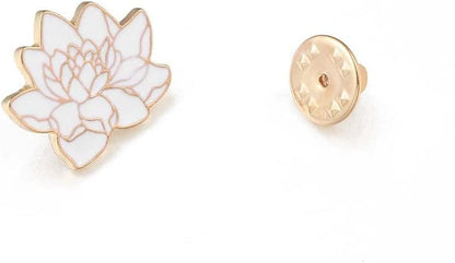 Buddhism White Lotus Flower Brooch Pin Elegant Floral Plant Enamel Pin Pendant Coat Backpack Lapel Pin Women Custom Jewelry for Clothes