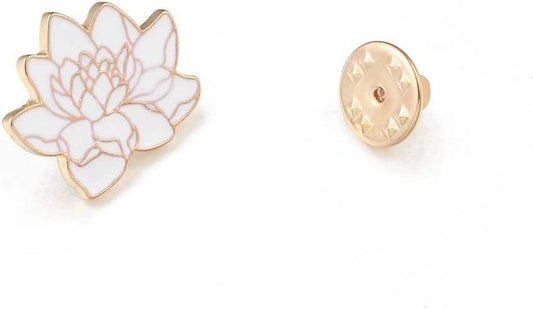Buddhism White Lotus Flower Brooch Pin Elegant Floral Plant Enamel Pin Pendant Coat Backpack Lapel Pin Women Custom Jewelry for Clothes