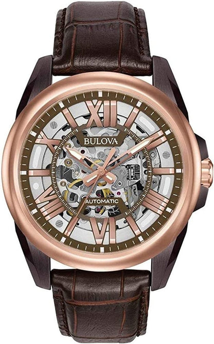 Bulova Men'S Automatic Open Aperture Watch, 43Mm Rose Gold / Classic Sutton Automatic Two-Tone Stainless Steel Strap