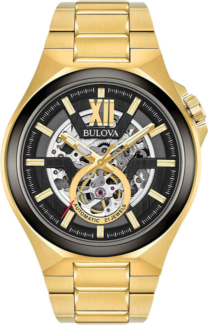 Bulova Men'S Classic Maquina Automatic Open Aperture Watch Gold Tone / Maquina