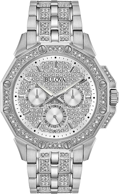 Bulova Men'S Crystal Octava Watch Crystal Octava / Crystal Quartz Silver-Tone Stainless Steel Bracelet Crystal