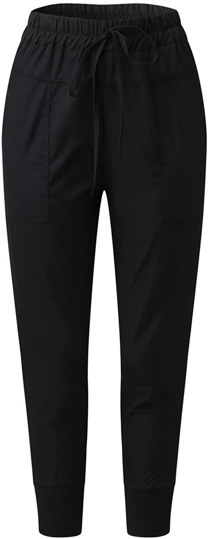 Burband Womens Cotton Elastic Waist Tactical Joggers Pants Cargo Sweatpants with Pockets Hiking Linen Yoga Lounge Trousers Apparel & Accessories > Clothing > Underwear & Socks > Shapewear Burband   