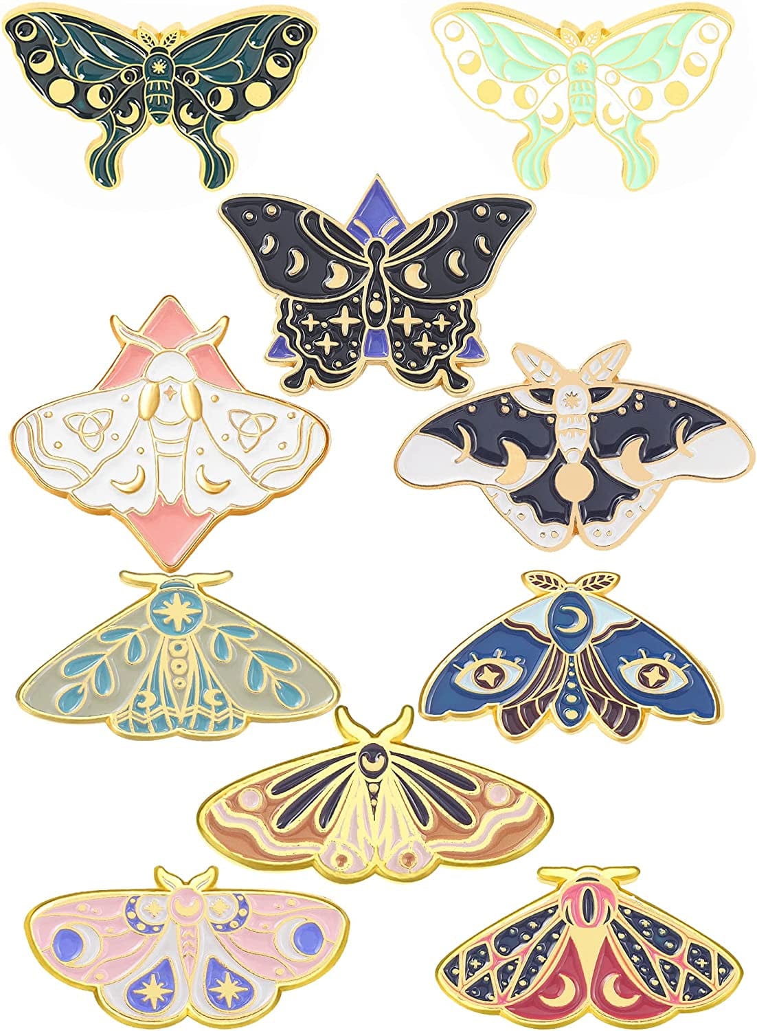 Butterfly Enamel Pins Set Cool Horror Enamel Lapel Pins Brooches for Backpacks Steampunk Badge Jewelry for Women 10 butterfly pins