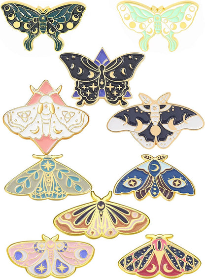 Butterfly Enamel Pins Set Cool Horror Enamel Lapel Pins Brooches for Backpacks Steampunk Badge Jewelry for Women 10 butterfly pins