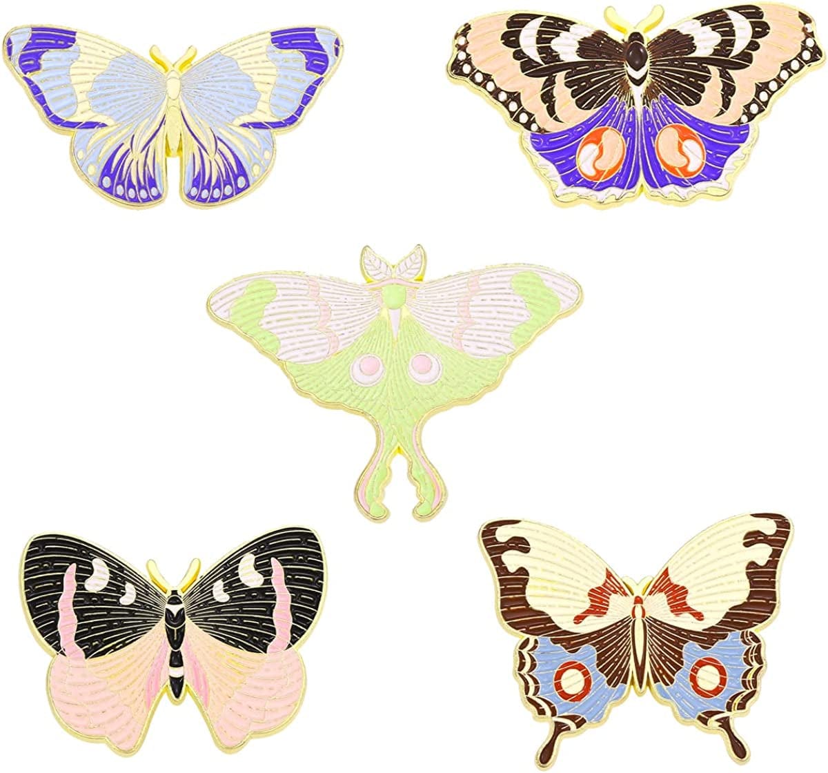 Butterfly Enamel Pins Set Cool Horror Enamel Lapel Pins Brooches for Backpacks Steampunk Badge Jewelry for Women moth butterfly pins