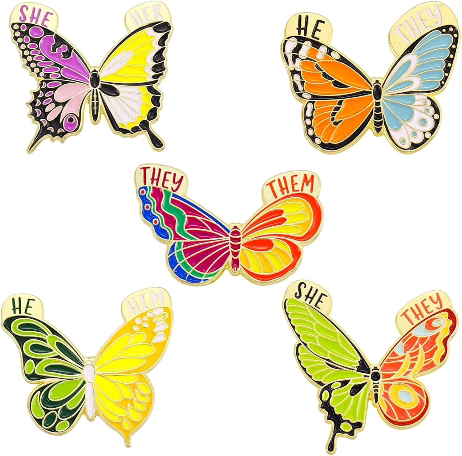 Butterfly Enamel Pins Set Cool Horror Enamel Lapel Pins Brooches for Backpacks Steampunk Badge Jewelry for Women 5pc colorful enamel pins