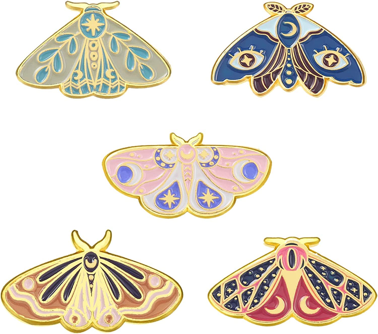 Butterfly Enamel Pins Set Cool Horror Enamel Lapel Pins Brooches for Backpacks Steampunk Badge Jewelry for Women five butterfly pins