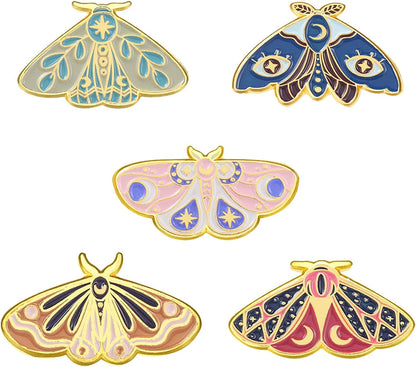 Butterfly Enamel Pins Set Cool Horror Enamel Lapel Pins Brooches for Backpacks Steampunk Badge Jewelry for Women five butterfly pins