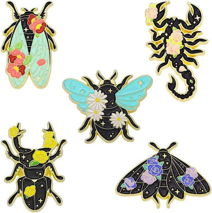 Butterfly Enamel Pins Set Cool Horror Enamel Lapel Pins Brooches for Backpacks Steampunk Badge Jewelry for Women insect