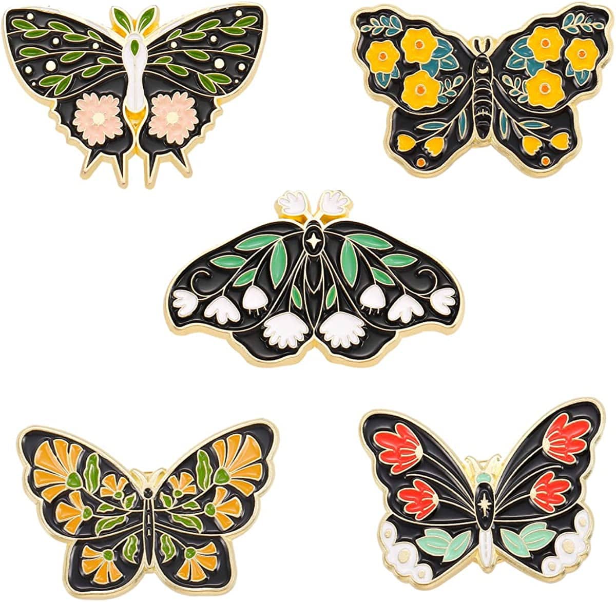 Butterfly Enamel Pins Set Cool Horror Enamel Lapel Pins Brooches for Backpacks Steampunk Badge Jewelry for Women flower butterfly pins