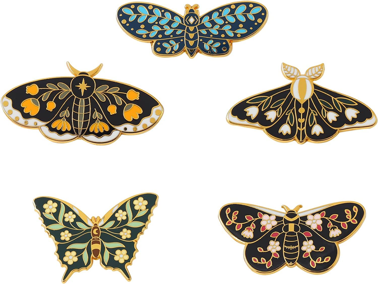 Butterfly Enamel Pins Set Cool Horror Enamel Lapel Pins Brooches for Backpacks Steampunk Badge Jewelry for Women five enamel butterfly