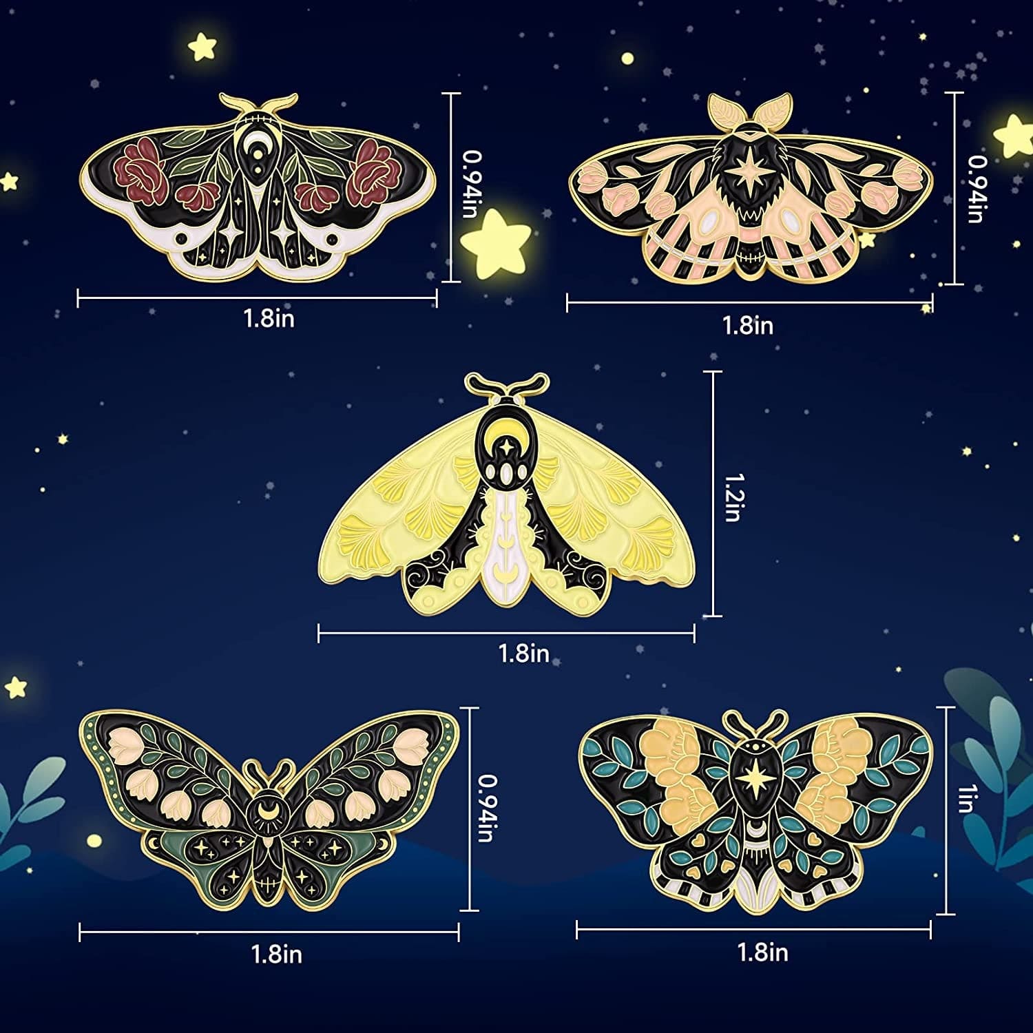 Butterfly Enamel Pins Set Cool Horror Enamel Lapel Pins Brooches for Backpacks Steampunk Badge Jewelry for Women