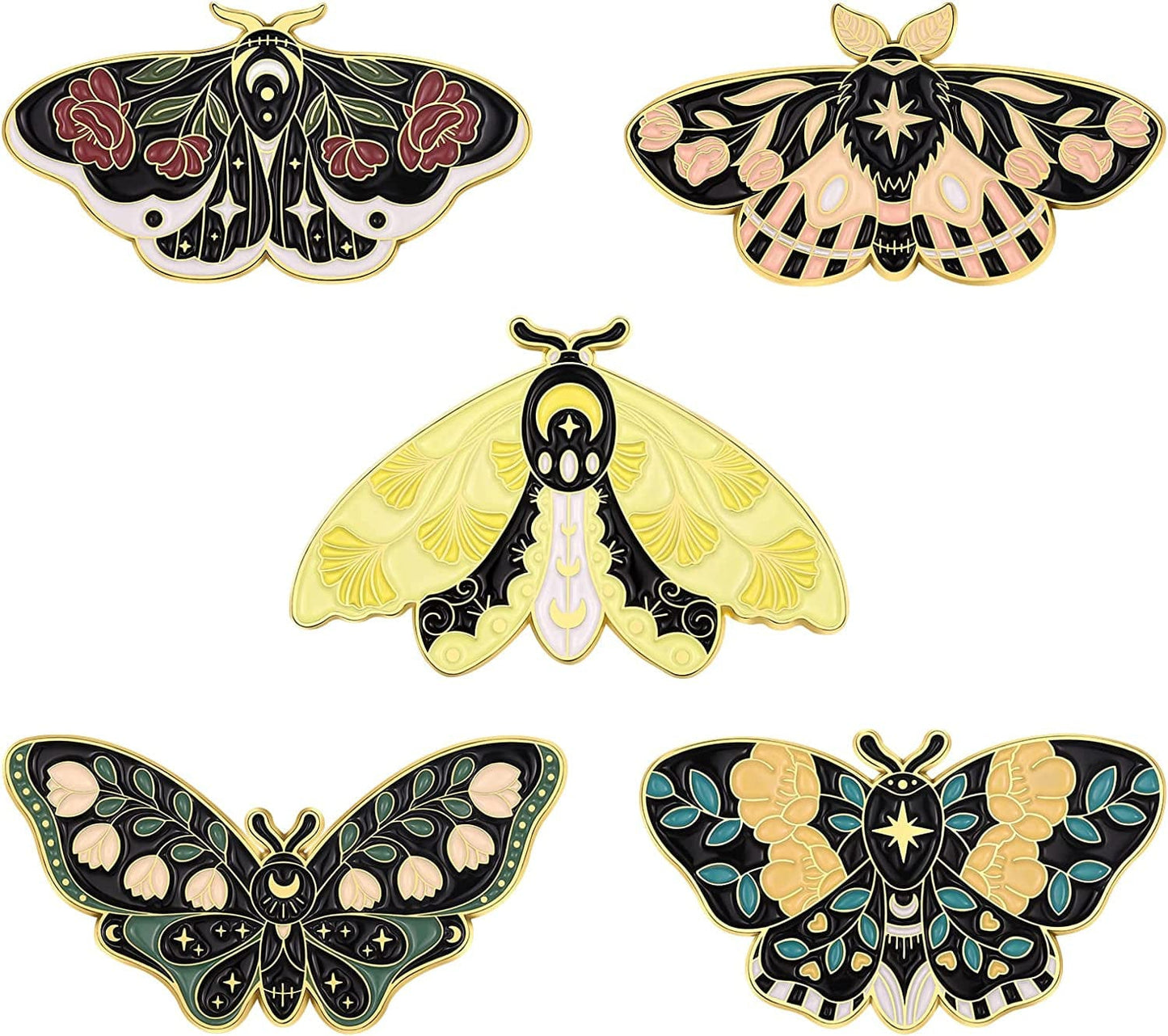 Butterfly Enamel Pins Set Cool Horror Enamel Lapel Pins Brooches for Backpacks Steampunk Badge Jewelry for Women butterfly pins 5pc