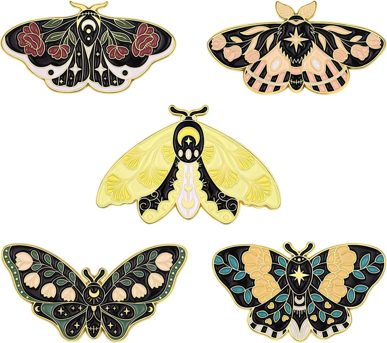 Butterfly Enamel Pins Set Cool Horror Enamel Lapel Pins Brooches for Backpacks Steampunk Badge Jewelry for Women butterfly pins 5pc