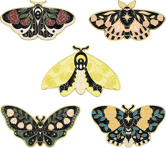 Butterfly Enamel Pins Set Cool Horror Enamel Lapel Pins Brooches for Backpacks Steampunk Badge Jewelry for Women butterfly pins 5pc