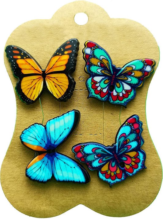 Butterfly Morpho 4 Pcs Pack Funny Fancy Pin for Bag Backpack Jacket Beret Lapel Pin Coat Collar and Shirt Pin. Brooch.