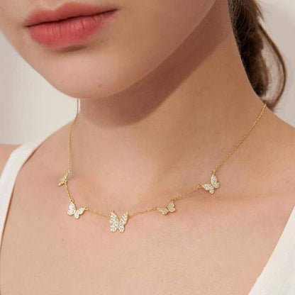 Butterfly Necklace Dainty 18K Gold Butterfly Choker Pendant Necklace for Women Daughter Jewelry Birthday Gifts (Gold)