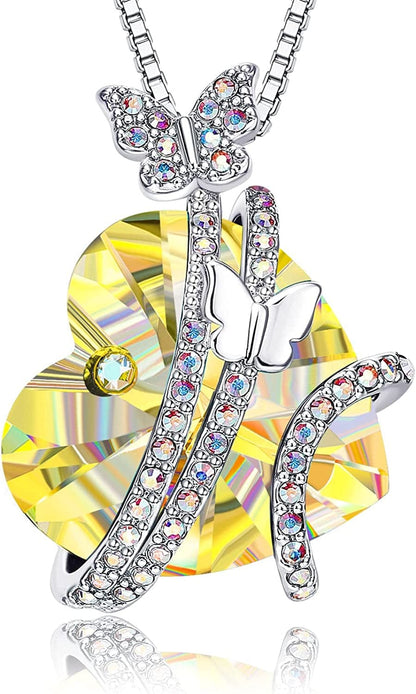 Butterfly Necklaces for Women, Christmas Gifts for Mom Wife Grandma,Anniversary Birthday Gifts for Her, Love Heart Jewelry 04-Apr-Aurore Boreale