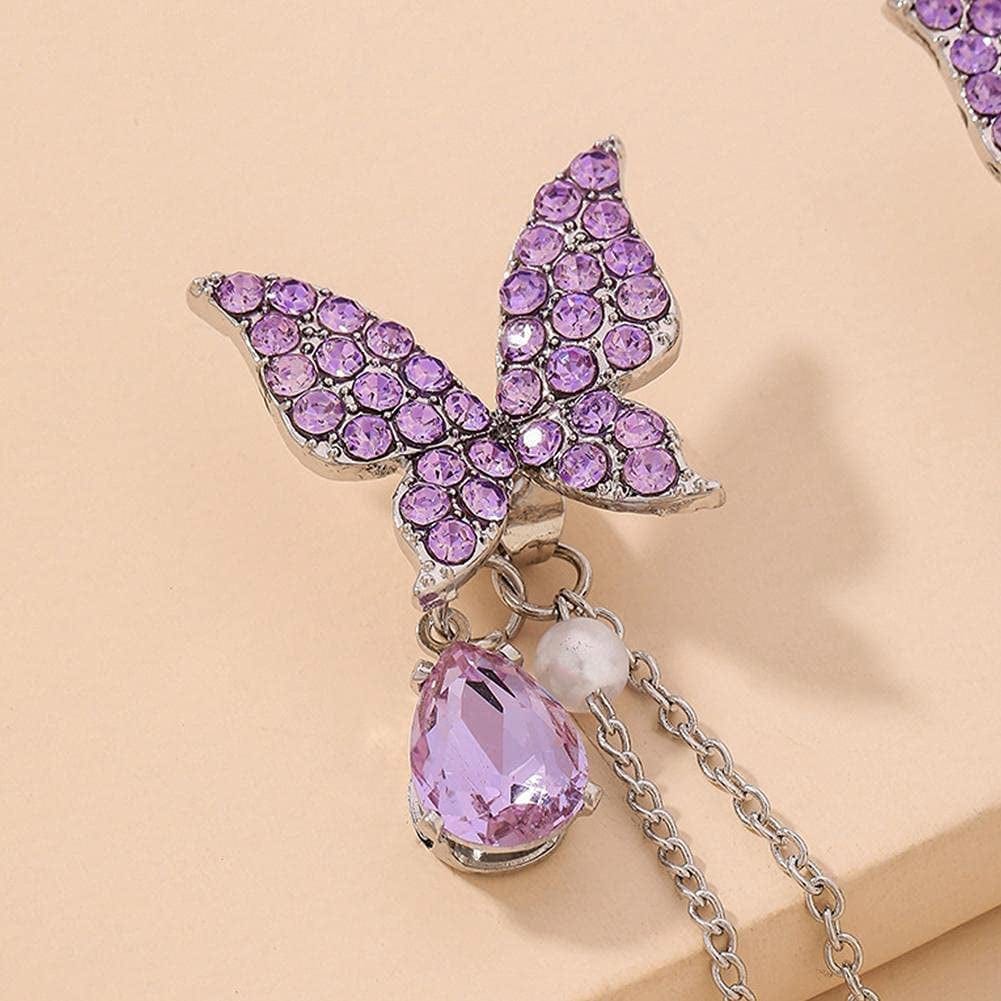 Butterfly Tassel Earrings Lovely Long Tassel Butterfly Stud Earrings Butterfly Dangle Earrings Fashion Jewelry Accessories for Women Girl