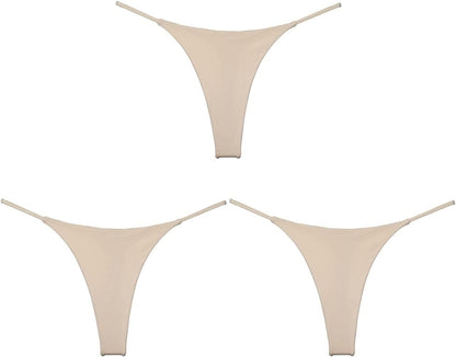 BY.ECG Cotton Thong for Women Sexy Seamless G String Underwear G-String 2 Pack Set Nude/Nude/Nude / Medium