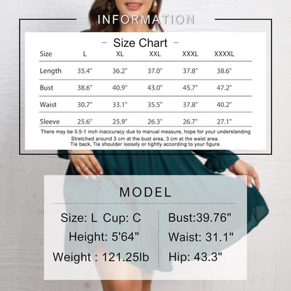 Byinns Women'S plus Size Tie Back Square Neck Mini Dress Long Lantern Sleeve Elastic Waist Wedding Guest Dresses 2023