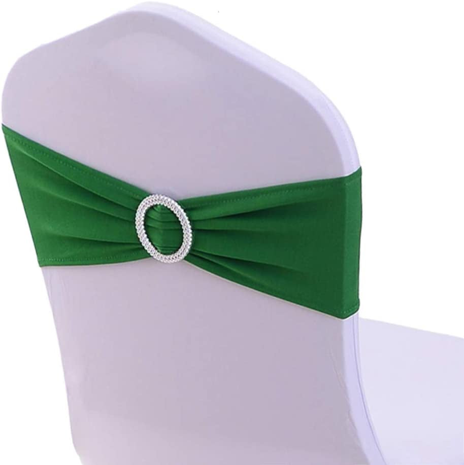 WENSINL Pack of 50 Stretch Chair Sashes for Wedding, Elastic Lycra Chair Bands with Buckle Slider, Chair Bows for Party, without White Chair Covers (Sky Blue) Apparel & Accessories > Clothing Accessories > Sashes HAOYU Green 50 